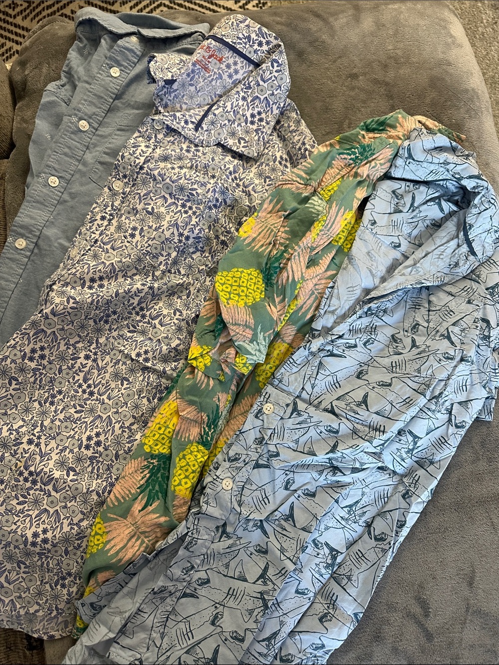 4 Cat & Jack Light Blue Shark-Print Short-Sleeve Shirt